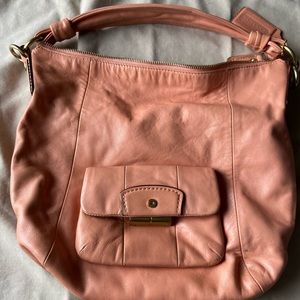 Peach Leather Coach Shoulder Bag